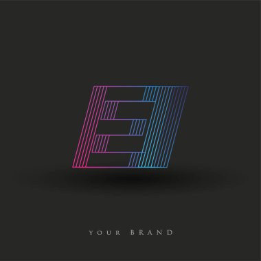 İlk harf logosu çizgili kompozisyonu olan mavi ve morumsu EI, şirketiniz veya şirket kimliğiniz için vektör logo tasarım şablonu unsurları.