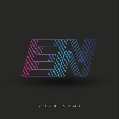 İlk harf logosu EN renkli mavi ve morumsu çizgili kompozisyon, şirket veya şirket kimliğiniz için vektör logo tasarım şablonu ögeleri.