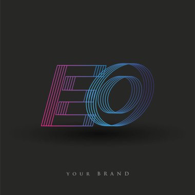 İlk harf logosu EO renklendirilmiş mavi ve morumsu çizgili bileşim, Vector logo tasarım şablonu elemanları iş veya şirket kimliğiniz için.