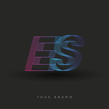 ilk harf logosu ES renkli mavi ve morumsu çizgili kompozisyon, şirketiniz veya şirket kimliğiniz için vektör logo tasarım şablonu unsurları.