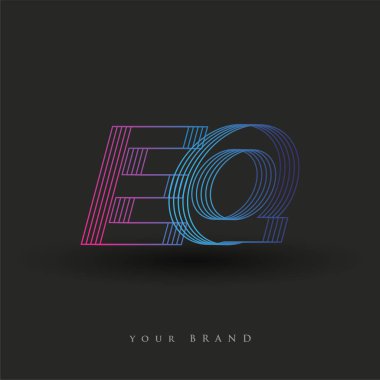 İlk harf logosu EQ renkli mavi ve morumsu çizgili kompozisyon, şirket veya şirket kimliğiniz için vektör logo tasarım şablonu unsurları.