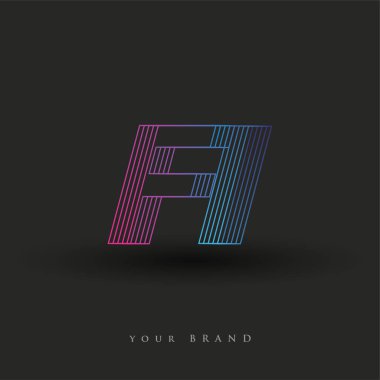 İlk harf logosu mavi ve morumsu çizgili kompozisyon, Vector logo tasarım şablonu elemanları iş veya şirket kimliğiniz için.