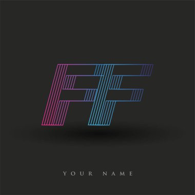 İlk harf logosu FF renkli mavi ve morumsu çizgili kompozisyon, Vector logo tasarım şablonu elemanları işletmeniz veya şirket kimliğiniz için.