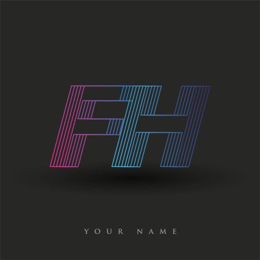İlk harf logosu FH renkli mavi ve morumsu çizgili bileşim, Vector logo tasarım şablonu elemanları iş veya şirket kimliğiniz için.