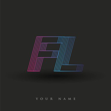 İlk harf logosu FL renkli mavi ve morumsu çizgili bileşim, Vector logo tasarım şablonu elemanları iş veya şirket kimliğiniz için.