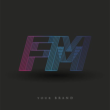 İlk harf logosu FM renkli mavi ve morumsu çizgili kompozisyon, Vector logo tasarım şablonu elemanları iş veya şirket kimliğiniz için.