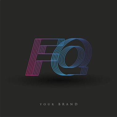 İlk harf logosu FQ renkli mavi ve morumsu çizgili kompozisyon, Vector logo tasarım şablonu elemanları iş veya şirket kimliğiniz için.