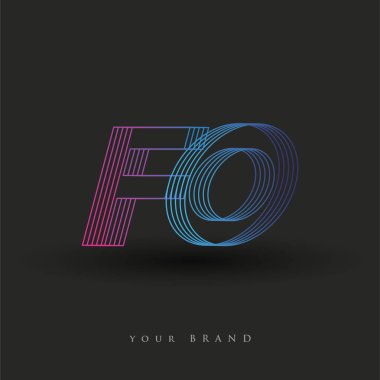 İlk harf logosu mavi ve morumsu çizgili bileşim, Vector logo tasarım şablonu elemanları şirketiniz veya şirket kimliğiniz için.
