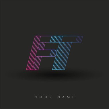 İlk harf logosu FT renkli mavi ve morumsu çizgili kompozisyon, Vector logo tasarım şablonu elemanları iş veya şirket kimliğiniz için.