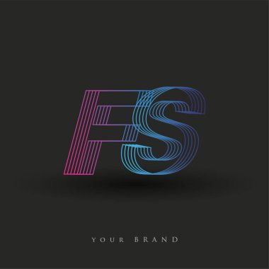 İlk harf logosu FS renkli mavi ve morumsu çizgili bileşim, Vector logo tasarım şablonu elemanları iş veya şirket kimliğiniz için.