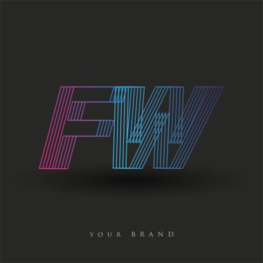İlk harf logosu FW renkli mavi ve morumsu çizgili kompozisyon, Vector logo tasarım şablonu elemanları iş veya şirket kimliğiniz için.