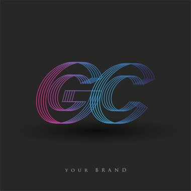 İlk harf logosu GC renkli mavi ve morumsu çizgili bileşim, Vector logo şablonu elemanları şirketiniz veya şirket kimliğiniz için.