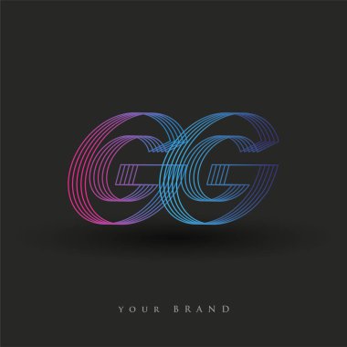İlk harf logosu GG renkli mavi ve morumsu çizgili kompozisyon, Vector logo tasarım şablonu elemanları iş veya şirket kimliğiniz için.