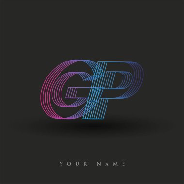 İlk harf logosu GP renkli mavi ve morumsu çizgili bileşim, Vector logo tasarım şablonu elemanları iş veya şirket kimliğiniz için.