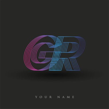 İlk harf logosu GR renkli mavi ve morumsu çizgili kompozisyon, Vector logo tasarım şablonu elemanları iş veya şirket kimliğiniz için.