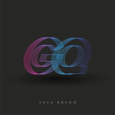 İlk harf logosu GQ renkli mavi ve morumsu çizgili kompozisyon, şirket veya şirket kimliğiniz için vektör logo tasarım şablonu unsurları.
