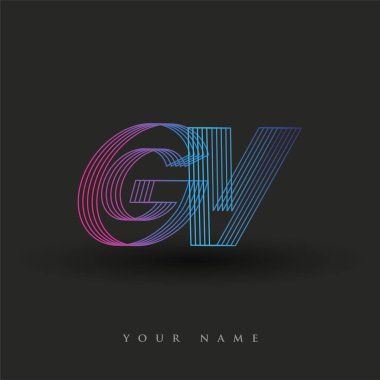 İlk harf logosu GV renkli mavi ve morumsu çizgili kompozisyon, Vector logo tasarım şablonu elemanları iş veya şirket kimliğiniz için.