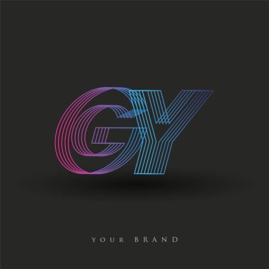 İlk harf logosu GY renkli mavi ve morumsu çizgili kompozisyon, Vector logo tasarım şablonu elemanları iş veya şirket kimliğiniz için.
