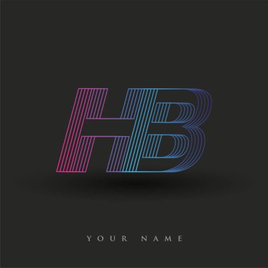 İlk harf logosu HB renklendirilmiş mavi ve morumsu çizgili bileşim, Vector logo tasarım şablonu elemanları iş veya şirket kimliğiniz için.