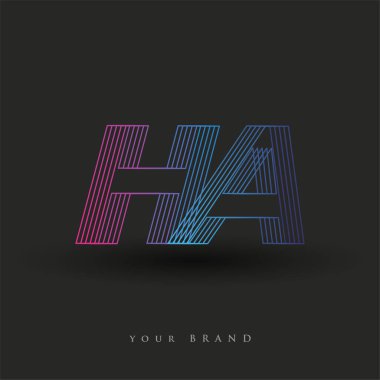 İlk harf logosu HA renkli mavi ve morumsu çizgili kompozisyon, Vector logo tasarım şablonu elemanları iş veya şirket kimliğiniz için.