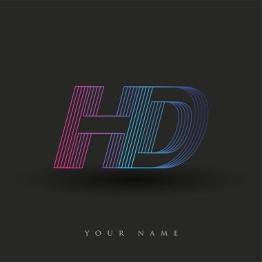 İlk harf logosu HD renkli mavi ve morumsu çizgili bileşim, Vector logo tasarım şablonu elemanları iş veya şirket kimliğiniz için.