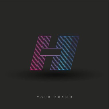 İlk harf logosu HI mavi ve morumsu çizgili kompozisyon, Vector logo tasarım şablonu elemanları iş veya şirket kimliğiniz için.