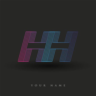 İlk harf logosu HH renkli mavi ve morumsu çizgili bileşim, Vector logo tasarım şablonu elemanları iş veya şirket kimliğiniz için.