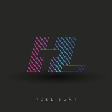 İlk harf logosu HL renklendirilmiş mavi ve morumsu çizgili bileşim, Vector logo tasarım şablonu elemanları iş veya şirket kimliğiniz için.
