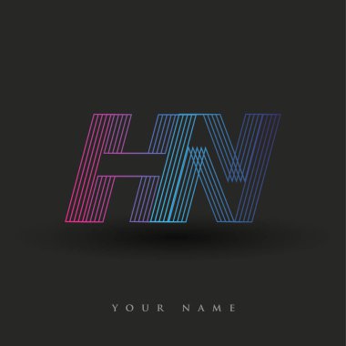 İlk harf logosu HN renkli mavi ve morumsu çizgili bileşim, Vector logo tasarım şablonu elemanları iş veya şirket kimliğiniz için.