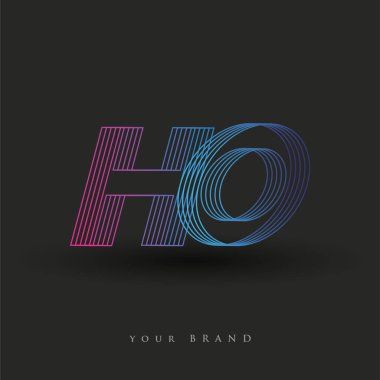 İlk harf logosu HO renkli mavi ve morumsu çizgili kompozisyon, Vector logo tasarım şablonu elemanları işletmeniz veya şirket kimliğiniz için.