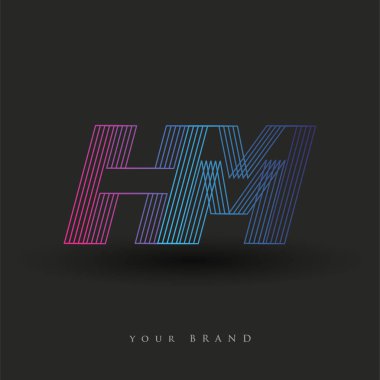 İlk harf logosu HM renkli mavi ve morumsu çizgili bileşim, Vector logo tasarım şablonu elemanları iş veya şirket kimliğiniz için.