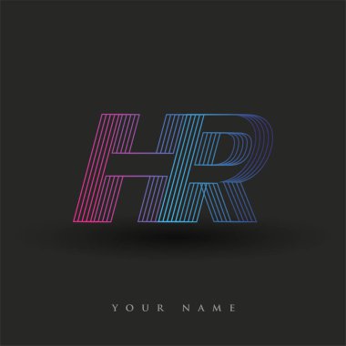 İlk harf logosu HR renkli mavi ve morumsu çizgili bileşim, Vector logo tasarım şablonu elemanları iş veya şirket kimliğiniz için.