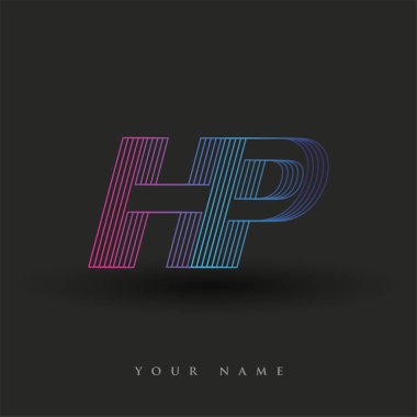İlk harf logosu HP renkli mavi ve morumsu çizgili bileşim, Vector logo tasarım şablonu elemanları iş veya şirket kimliğiniz için.