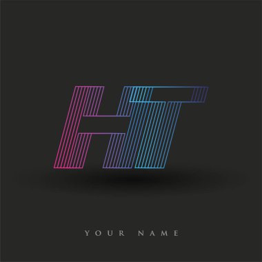 İlk harf logosu HT renkli mavi ve morumsu çizgili bileşim, Vector logo tasarım şablonu elemanları iş veya şirket kimliğiniz için.