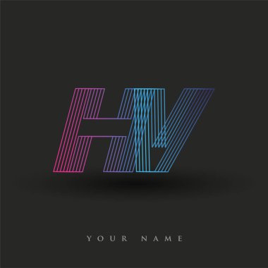 İlk harf logosu HV renkli mavi ve morumsu çizgili bileşim, Vector logo tasarım şablonu elemanları iş veya şirket kimliğiniz için.