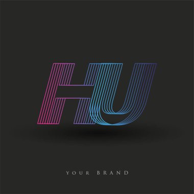 İlk harf logosu HU renkli mavi ve morumsu çizgili bileşim, Vector logo tasarım şablonu elemanları iş veya şirket kimliğiniz için.