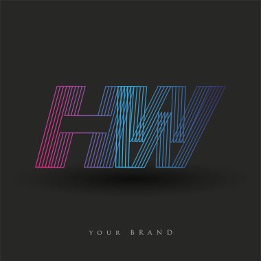İlk harf logosu HW renkli mavi ve morumsu çizgili bileşim, Vector logo tasarım şablonu elemanları iş veya şirket kimliğiniz için.