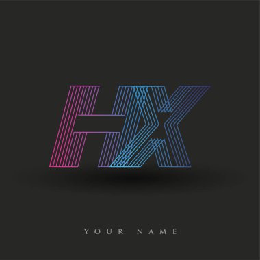 İlk harf logosu HX renkli mavi ve morumsu çizgili bileşim, Vector logo tasarım şablonu elemanları iş veya şirket kimliğiniz için.