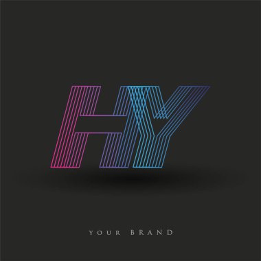 İlk harf logosu HY renklendirilmiş mavi ve morumsu çizgili bileşim, Vector logo tasarım şablonu elemanları iş veya şirket kimliğiniz için.