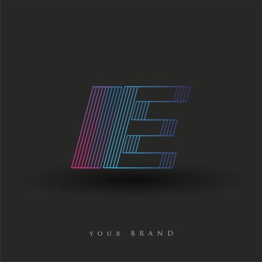 İlk harf logosu IE renkli mavi ve morumsu çizgili kompozisyon, şirket veya şirket kimliğiniz için vektör logo tasarım şablonu unsurları.