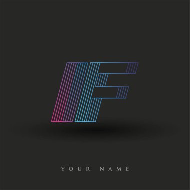 İlk harf logosu Eğer çizgili kompozisyonu olan mavi ve morumsu renkler ise, şirketiniz veya şirket kimliğiniz için vektör logo şablonu unsurları dizayn eder.