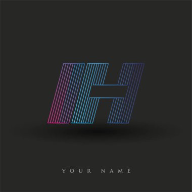 İlk harf logosu çizgili kompozisyona sahip mavi ve mor renkli IH logosu, şirketiniz veya şirket kimliğiniz için vektör logo şablonu unsurları.