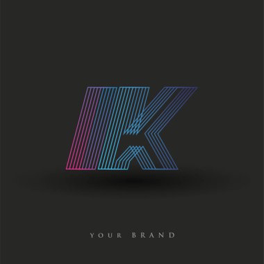 İlk harf logosu IK renkli mavi ve morumsu çizgili bileşim, şirket veya şirket kimliğiniz için vektör logo şablonu unsurları.