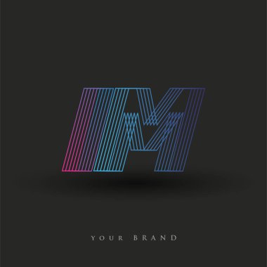 ilk harf logosu IM renkli mavi ve morumsu çizgili kompozisyon, Vector logo şablonu elemanları işiniz veya şirket kimliğiniz için.