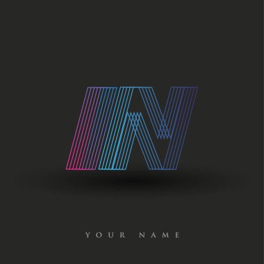 İlk harf logosu Çizgili kompozisyona sahip mavi ve morumsu renkte. İşiniz veya şirket kimliğiniz için vektör logosu şablon unsurları..