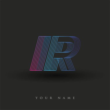 İlk harf kızılötesi logo. Çizgili kompozisyona sahip mavi ve morumsu renk logo. İşiniz veya şirket kimliğiniz için vektör logo şablonu unsurları..