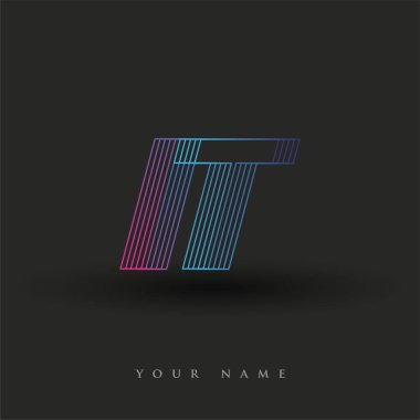 İlk harf logosu IT mavi ve morumsu çizgili kompozisyon, Vector logo tasarım elemanları işletmeniz veya şirket kimliğiniz için.