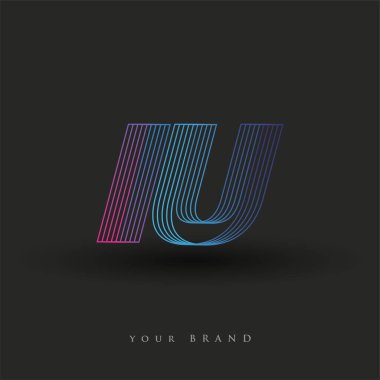 İlk harf logosu IU renkli mavi ve morumsu çizgili bileşim, Vector logo tasarım şablonu elemanları iş veya şirket kimliğiniz için.