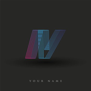 İlk harf logosu IV. Renkli mavi ve morumsu çizgili kompozisyon, şirket veya şirket kimliğiniz için vektör logo tasarım şablonu elemanları.