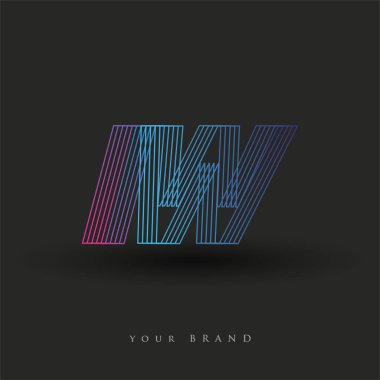 İlk harf logosu IW renkli mavi ve morumsu çizgili bileşim, şirket veya şirket kimliğiniz için vektör logosu şablon elemanları.